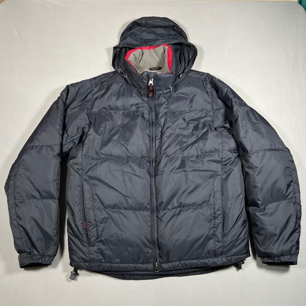 Gap Down Puffer Jacket Small Blue Ripstop Hooded Fleece Lined Puffy Coat VTG Y2K
